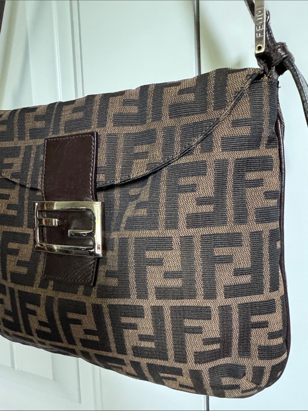 Fendi Brown and Dark Brown Zucca Shoulder Bag